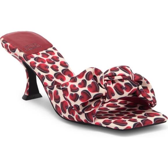 Jeffrey Campbell Sweets Slide Heeled Sandal In Red Hearts Size 9.5 - Picture 1 of 10